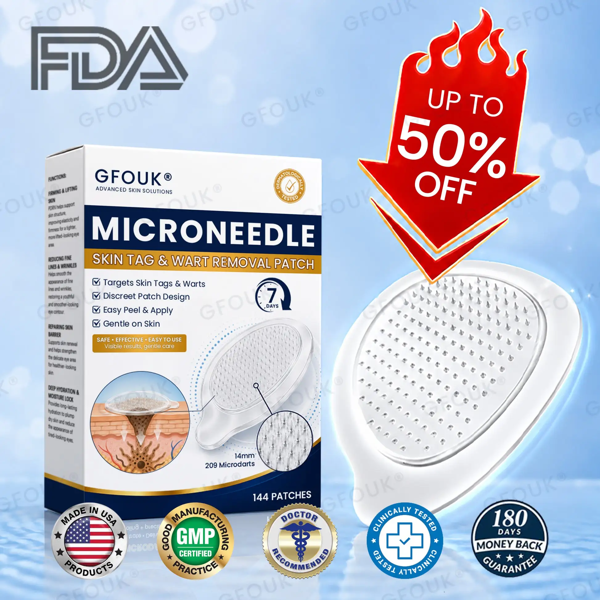 Celsiora® 7-Day MicroNeedle Wart & Skin Tag Removal Patch